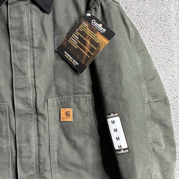 Vintage Carhartt Arctic Detroit Jacket Mens Medium J22 MOS Green Quilted Canvas - Picture 5 of 14